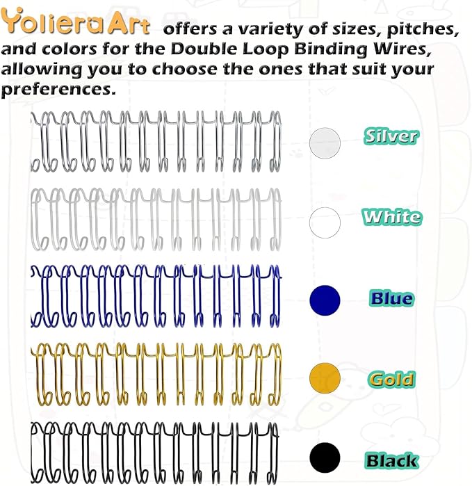 100 Pack Double Loop Wire Binding Spines, YolieraArt 1/4 Inch Spiral Binding Coils for Letter Size,Metal Bindings for Notebook Binder Machine (20 Sheet Capacity, 100P, 3:1 Pitch Twin Combs, White)