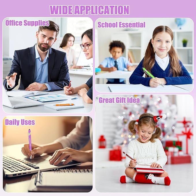 10 Pcs Inspirational Pens Bulk - Motivational Ink Ballpoint Pen with Quotes Stylus Tip Nurse Gifts for School Coworkers Office Supplies Black Ink