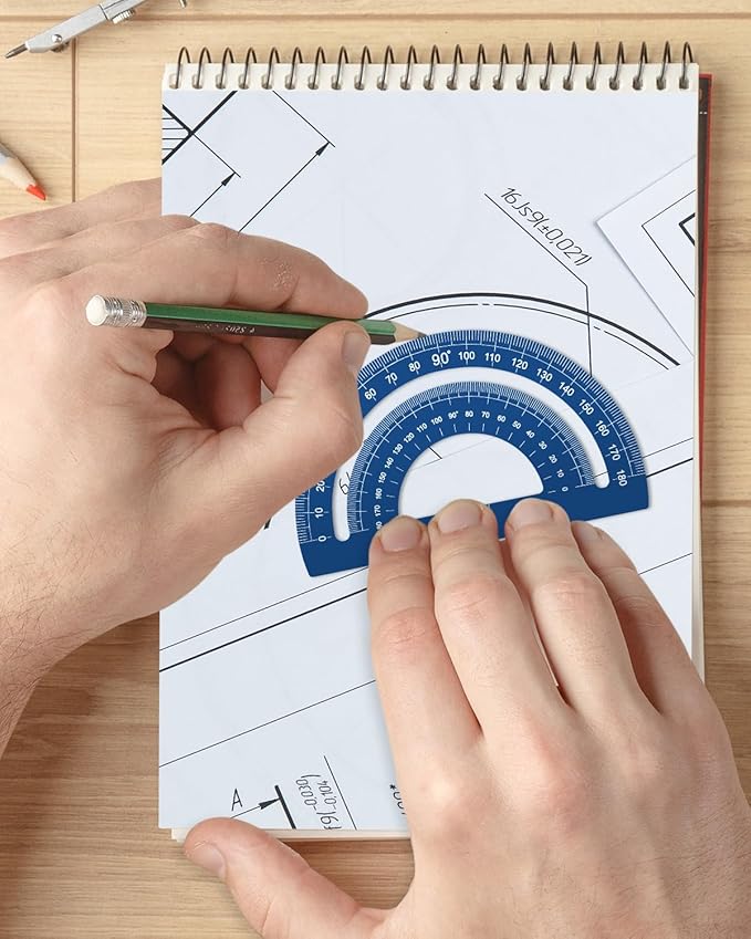 Honagu Triangular Ruler Set, 8 Pieces/2 Sets Aluminum Alloy Ruler, Metal Drafting Ruler, Geometric Protractor for Students, Draftsmen, Engineers, School Office Supplies (Blue+Purple)