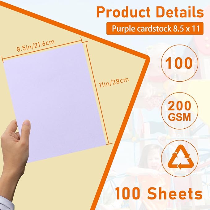 100 Sheets Purple Cardstock 8.5 x 11 Craft Paper, 75lb Light Purple Card Stock for DIY Cards Making, Wedding Invitations, Thank You Card, Bussine Cards, Certificates