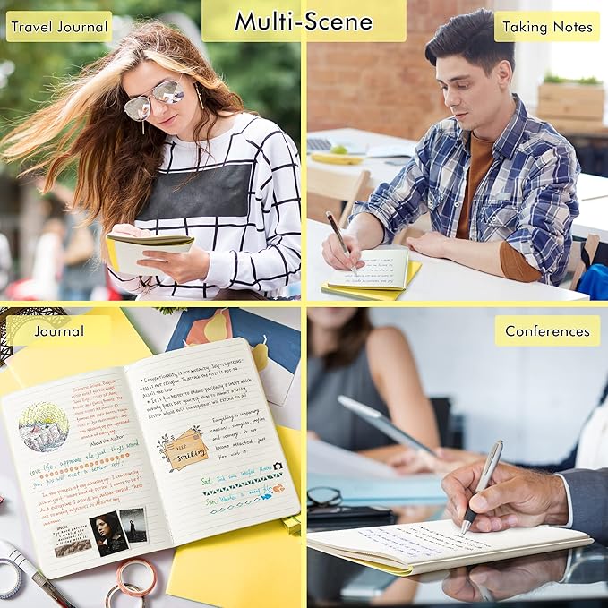 16 Pack Soft Cover Journal Bulk, Feela Lined Notebooks College Ruled for Work for Women Girl Writing, Blank Travel Journal Note Taking Notebook School Business Supplies, 8.2” x 5.5”, A5, Lemon Yellow