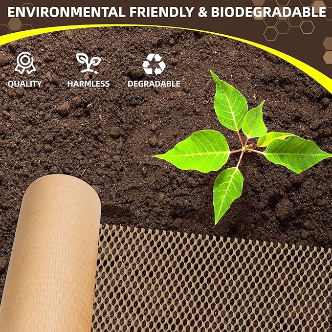 Honeycomb Packing Paper Wrap 12"x200' Sustainable Alternative to Bubble Wrap for Moving Shipping/Gift, Biodegradable & Fully Recyclable Bubble Paper Wrapping with 20 Fragile Sticker…