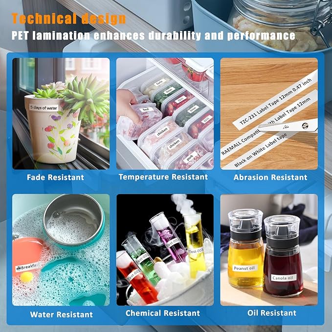 15Pack TZe TZ Tape 12mm 0.47 Laminated White Replacement for Brother P-Touch TZe-231 TZC-231 Label Maker Tape Compatible with Brother Label Maker PT-D210 PT-D220 PT-H110