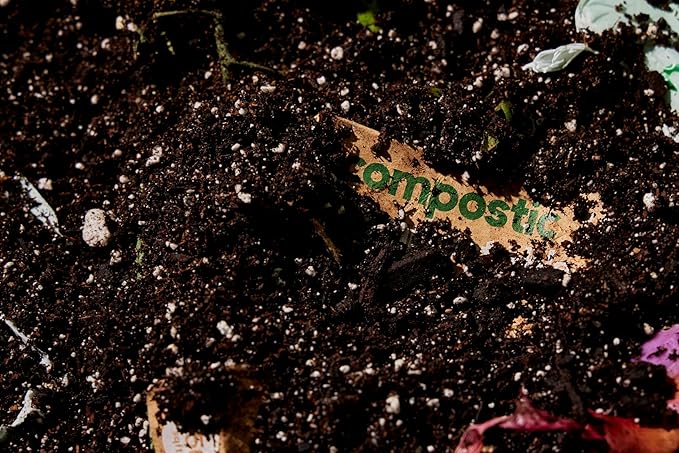 Home Compostable Trash Bags, 13 Gallon Tall Kitchen Rubbish Bags (23” x 29”), Extra Strong & Quickly Breaks Down, 50 Count