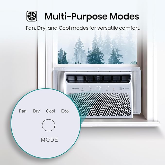 Hisense WCT08W25A Window Air Conditioner, 8,000 BTU, White