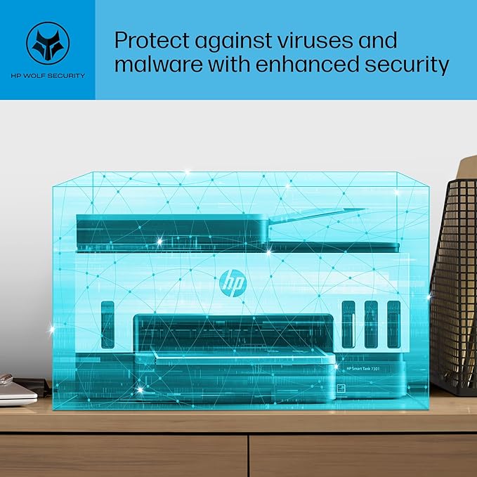 HP Smart Tank 7301 Wireless All-in-One Refillable Ink Tank Printer, Scanner, Copier with 2 years of ink included, Best for home office(28B70A)