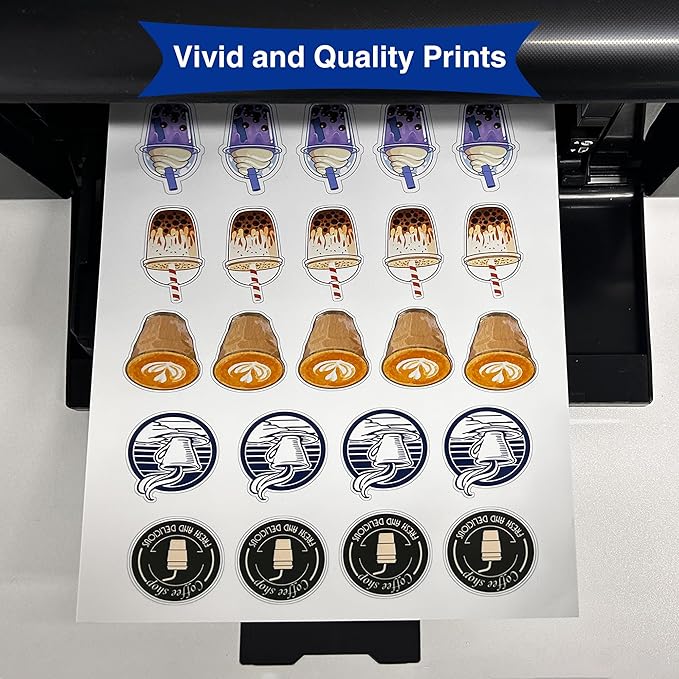 11x17 Printable Vinyl Sticker Paper Waterproof, Removable Self Adhesive Vinyl Sticker Sheets for Inkjet and Laser printer, 30 Pack, Tabloid Size, Matte White