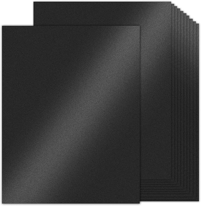 100 Sheets Black Shimmer Cardstock 8.5 x 11 Metallic Paper, Goefun 80lb Card Stock Letter Size Sheets for Halloween, Invitations, Scrapbooking, Crafts, Graduations