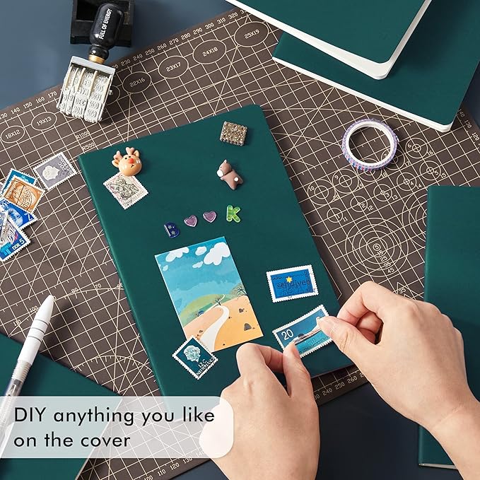 16 Pack Soft Cover Journal Bulk, Feela Lined Notebooks College Ruled for Work for Women Girl Writing, Blank Travel Journal Note Taking Notebook School Business Supplies, 8.2” x 5.5”, A5, Dark Green