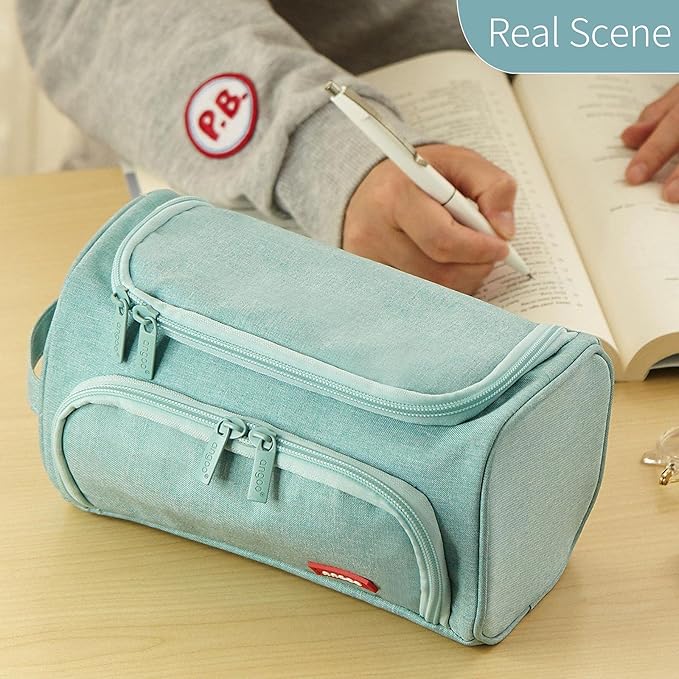 HVOMO Big Capacity Pencil Case High Large Storage Pouch Marker Pen Case Travel Simple Stationery Bag School College Office Organizer for Teens Girls Adults Student（Green）