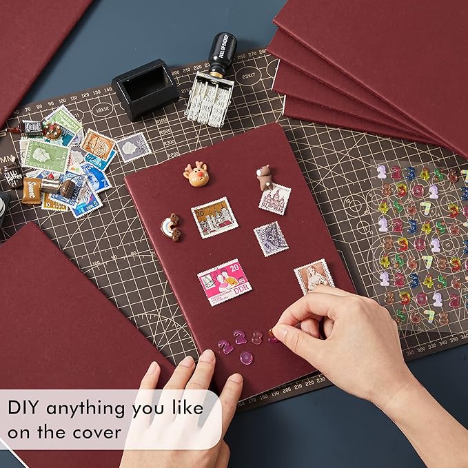 16 Pack Soft Cover Journal Bulk, Feela Lined Notebooks College Ruled for Work for Women Girl Writing, Blank Travel Journal Note Taking Notebook School Business Supplies, 8.2” x 5.5”, A5, Wine