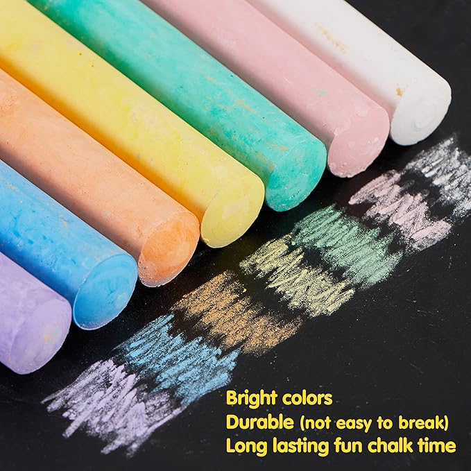 160 PCS Sidewalk Chalks Set Non-Toxic Washable Jumbo Chalk for Outdoor Art Play, Painting on Chalkboard, Blackboard and Playground