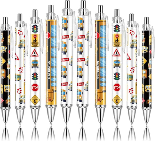 10 PCS School Bus Pens Bulk, Back To School Supplies Pens Teachers Pen with 1mm Black Ink Replaceable Ballpoint Pen Refill for Men Women Office Supplies (Bus Driver)