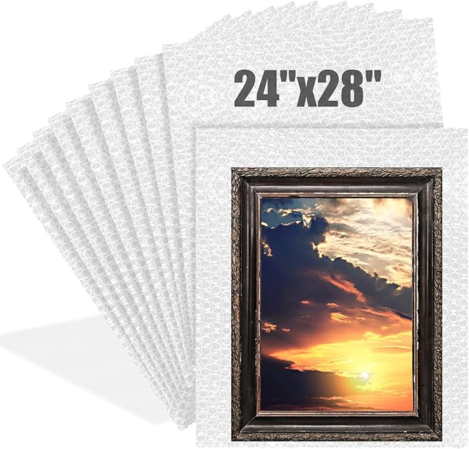 10 Pack 24 * 28 Inch Extra Large Bubble Pouches Clear Bubble Pouch Wrap Bags for Packing Shockproof Cushioning Wrap Bag for Shipping Moving Fragile Dishes China Plates Painting Fragile Items