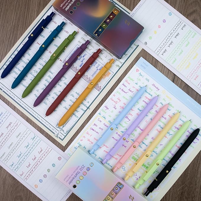 12 Pcs Color Pens for Journaling 0.5mm Fine Point Colored Gel Ink Pen, Smooth Writing Colorful Pens for Note Taking, Gift Set for Women & Men (12 Pcs Vintage & Vibrant Gold)