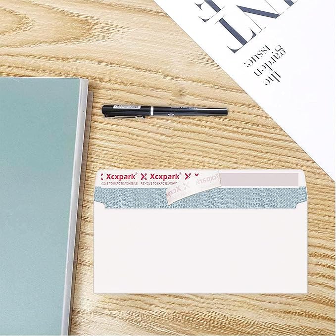 120 PCS #10 White Self Seal Kraft 4-1/8 x 9-1/2 inches Security Envelopes, Windowless Invisible Envelopes Super Strong Quick Seal Envelopes Security Tint Pattern Secure