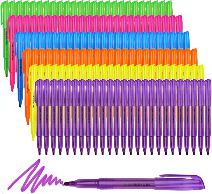 150 PCS Highlighters Assorted Colors, Fast Drying Chisel Tip Highlighter Pens, 6 Bright Colors No Bleed Highlighters Bulk for School Office Notes and Bible Study