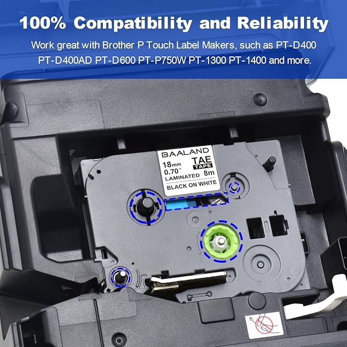 10-Pack TZe-241 18mm Label Maker Tape Replacement for Brother P Touch TZe TZ Tape 18mm 0.7 Laminated White for Brother Label Maker PT-D400 PT-D410 PT-D600 PT-D610BT PT-2430, Black on White, 3/4 Inch