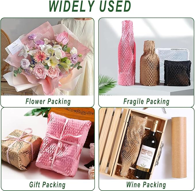 Honeycomb Packing Paper, 12" x 100' Packing Paper Substitute Alternative for Bubble Cushioning Wrap for Moving Shipping Packaging Mailing, Recyclable Moving Supplies Bubble Packing Wrap Roll-White