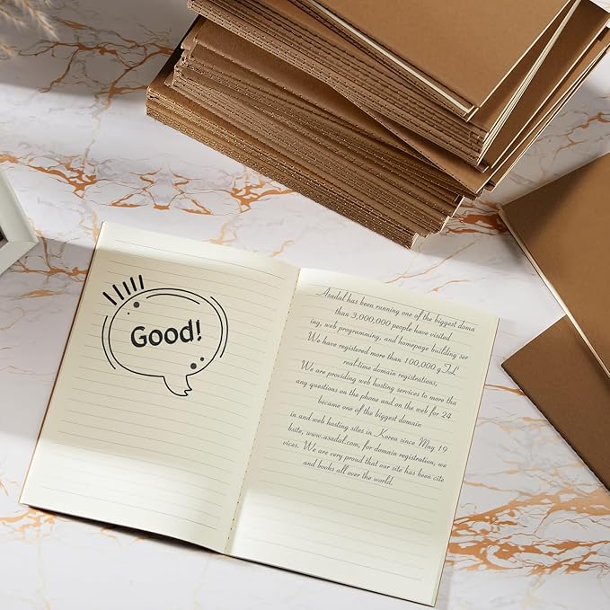 100 Pcs Kraft Notebook Journals 5.5 Inch x 8.3 Inch A5 Softcover Notebooks Bulk for Writing Sketch Office Notepad with 60 Pages 30 Sheets (Dark Brown,Lined)