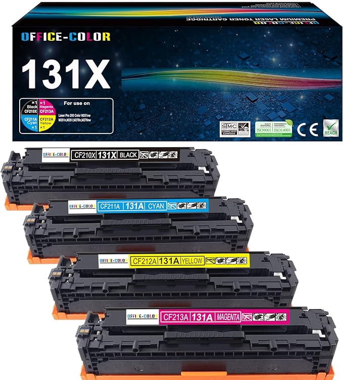 131A 131X Toner Cartridge 4 Pack Works with HP Laserjet Pro 200 Color M251nw,MFP M276nw (Black,Cyan,Yellow,Magenta)