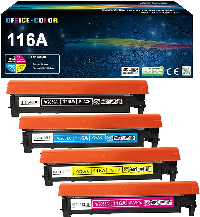 116A Toner Cartridge Set Replacement for HP Color Laserjet Pro 150A 150nw 178nw 178nwg 179fnw 179fwg Printer Toner (Black,Cyan, Magenta, Yellow 4 Pack)