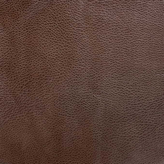 HomePop Upholstered Faux Leather Round Ottoman Home Décor|Foot Rest Ottoman- Brown Faux Leather